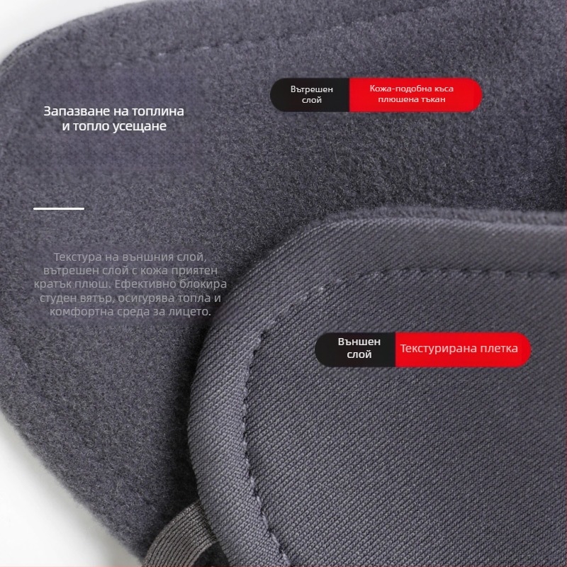 Маска за колоездене, памучна, унисекс, ушен ластик, прахоустойчива, зимна