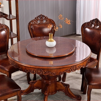 Покривка за маса кръгла, прозрачна PVC покривка, водоустойчива, маслоустойчива, антихлъзгаща повърхност, термозащита, за хотел