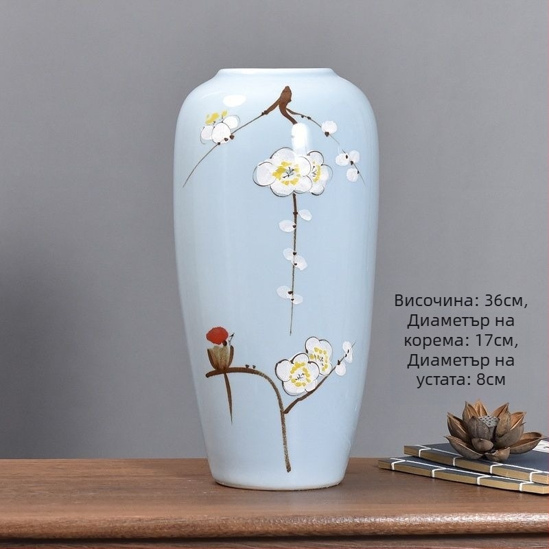 Керамична ваза с маргаритка, глазирана и изпичана, за аранжировки сушени цветя и сватбени украси