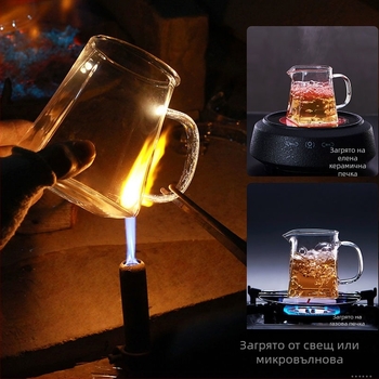 Комплект за чай с топлоустойчиво удебелено стъкло, интегриран филтър за чай и филтър за запарване