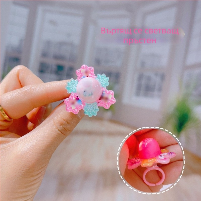 Детски въртящ се пръстен — пластмаса/смола, карикатурен стил, серия Принцеса за деца, възможност за лого