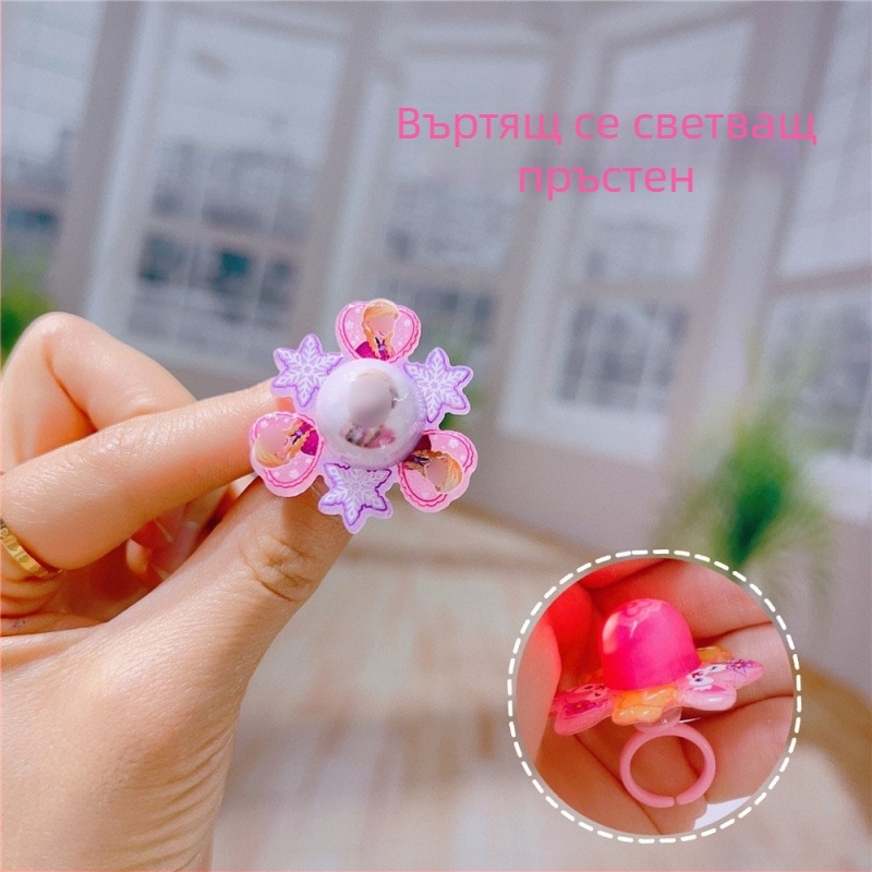 Детски въртящ се пръстен — пластмаса/смола, карикатурен стил, серия Принцеса за деца, възможност за лого