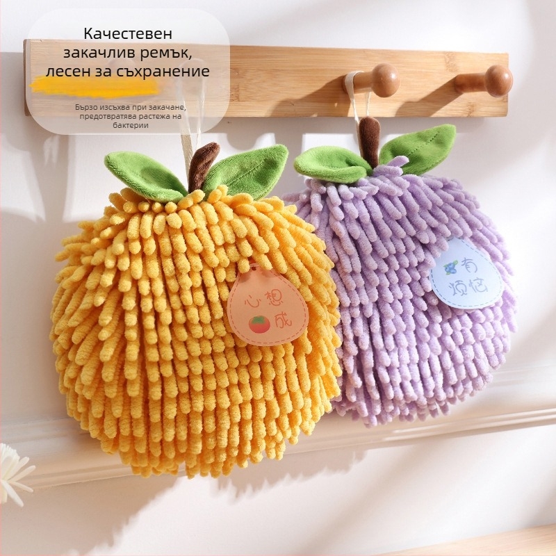 Chenille кърпа за ръце — кухненски висящ модел, абсорбираща, бързосъхнеща (Материал: coral fleece; Прежда: Chenille; Тегло: 80–100 g; Персонализация: Да; Производствен процес: бродерия, плоско тъкане)