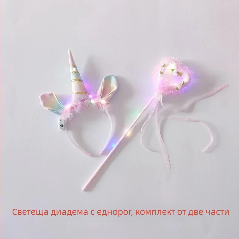 Светещи пера крила – проп за снимки с диадема еднорог за момичета, ангелски/елф стил, размер 60×35 cm