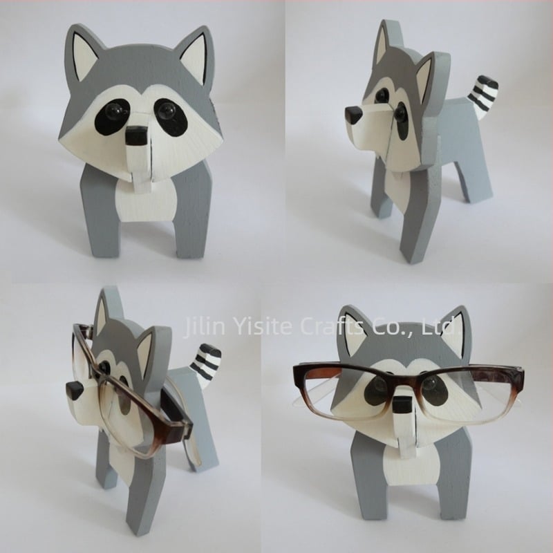 Дървена рамка за очила с животински герой, дъбова дървесина, ръчно боядисана, модерен минималистичен стил, с възможност за персонализиране