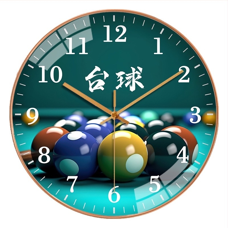 Стенно часовник за билярдна зала | Модерен стил, батерийно захранване, кварцов ход, пластмасов корпус
