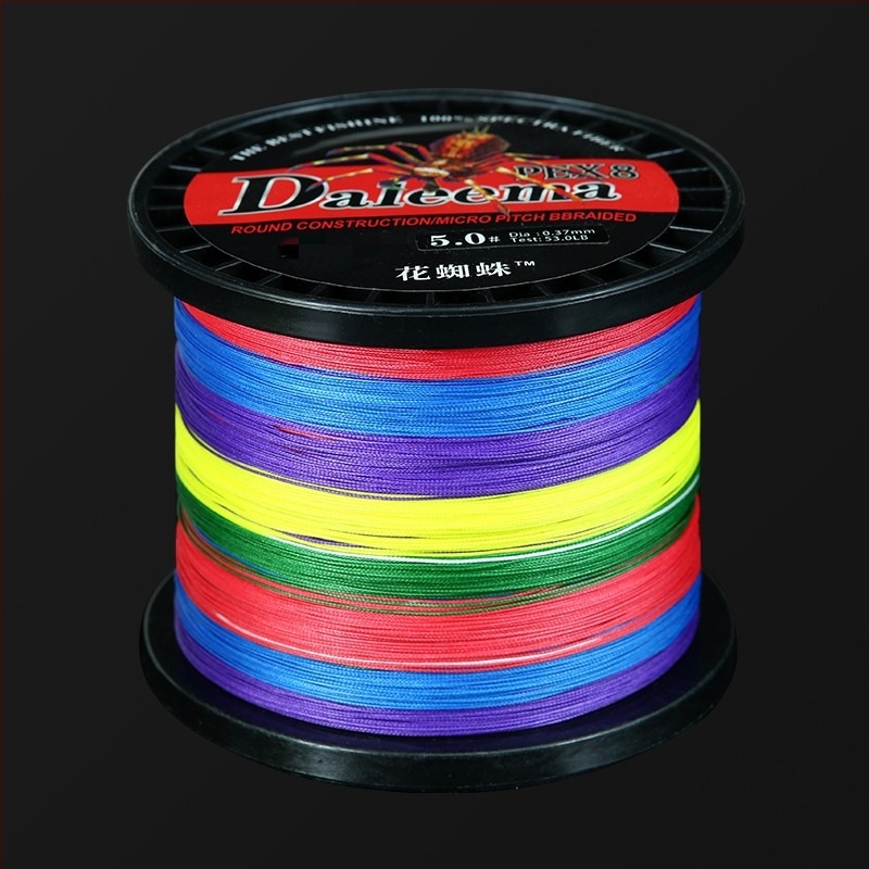 Главна риболовна линия, 8-нишкова PE, дължина 500 м или 1000 м, за морски риболов и плетени мрежи, опакована в кутия с 6 шпули