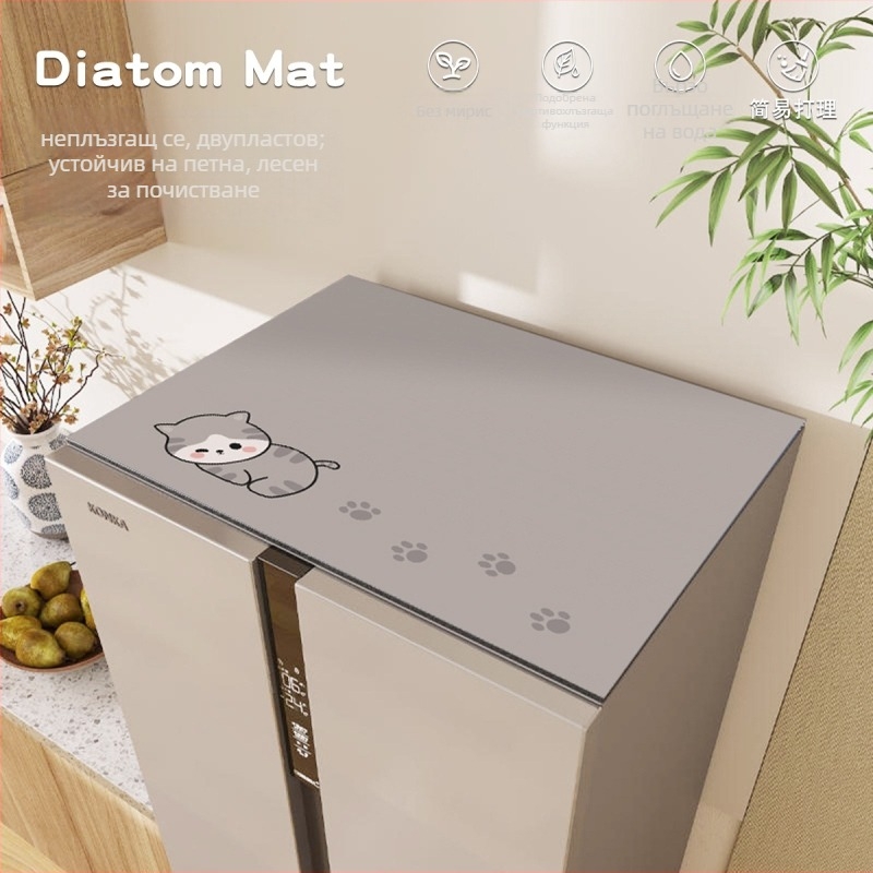 Прахозащитна подложка за хладилник и пералня, горен капак за двойна врата, плат със флорални мотиви от коприна, общо предназначение