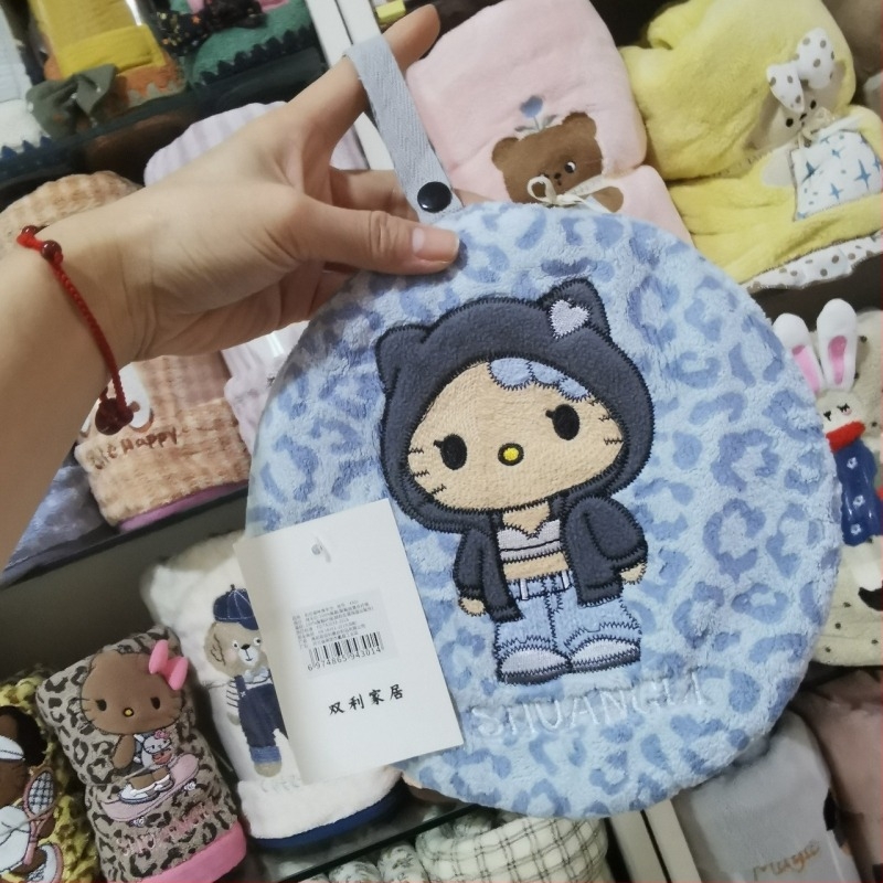 Double Benefit хавлия за ръце – леопардов котешки модел, коралов флис, бродирана, 30–50 г, 150d