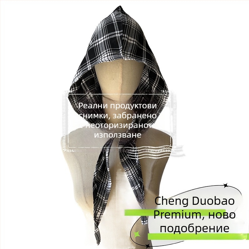 Аксесоари за глава: качулков шал, ретро японски стил, унисекс, памук