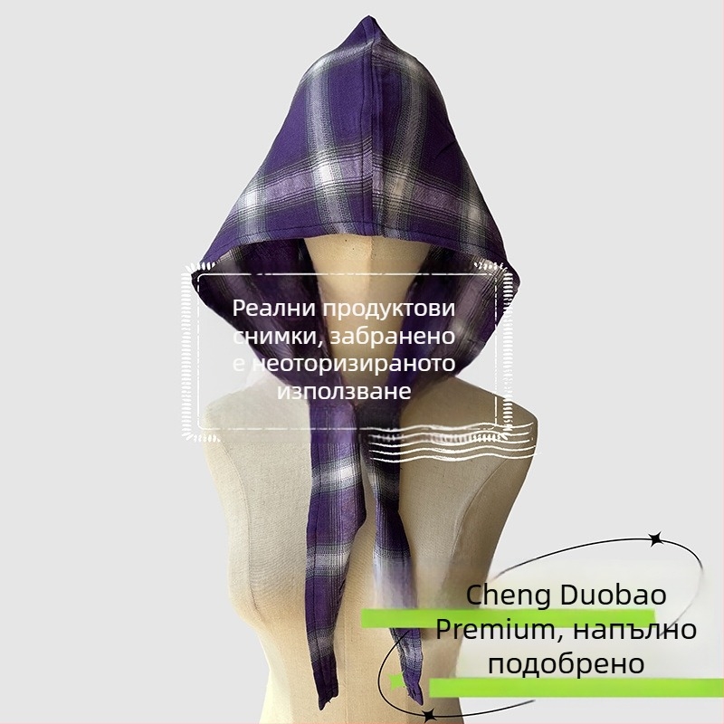 Аксесоари за глава: качулков шал, ретро японски стил, унисекс, памук