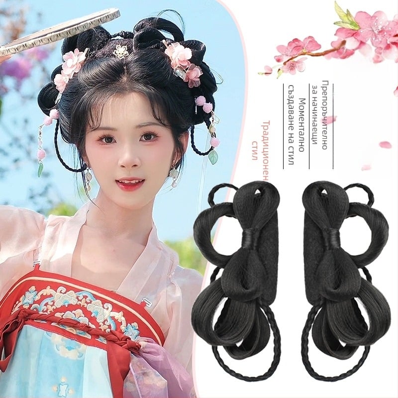 Класическа перука за момиче от династия Хан, къса, коприна от домашно производство, увеличава обема, не може да се боядисва или подлага на перманентна обработка