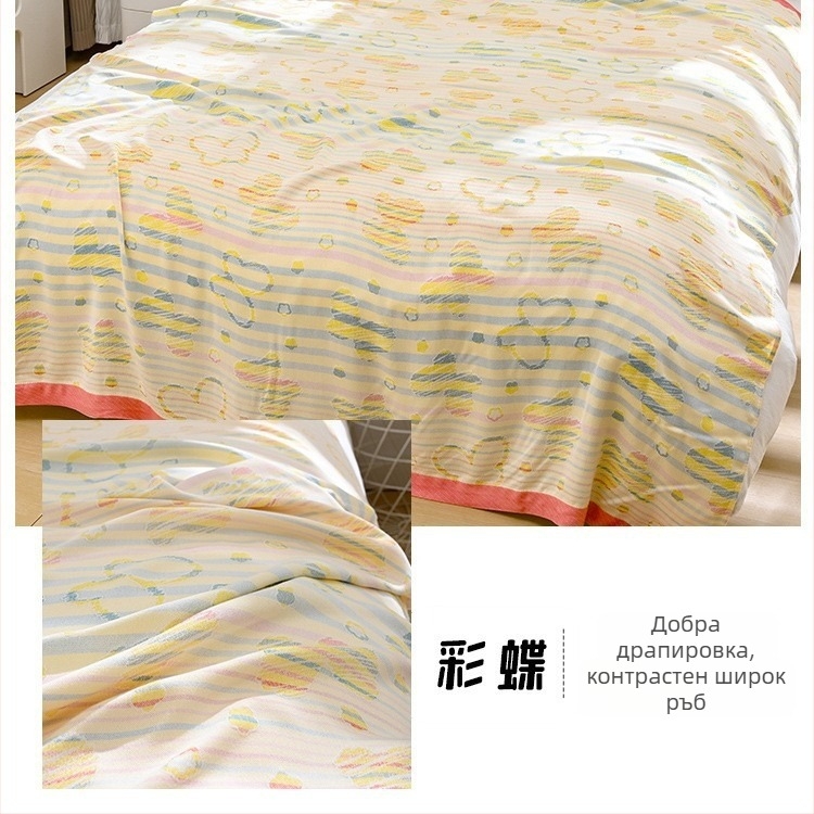 Одеяло от бамбукови влакна – охлаждащо усещане Ice Silk, през всички сезони, цветен флорален принт, модерен минималистичен стил, тегло 800-999 г