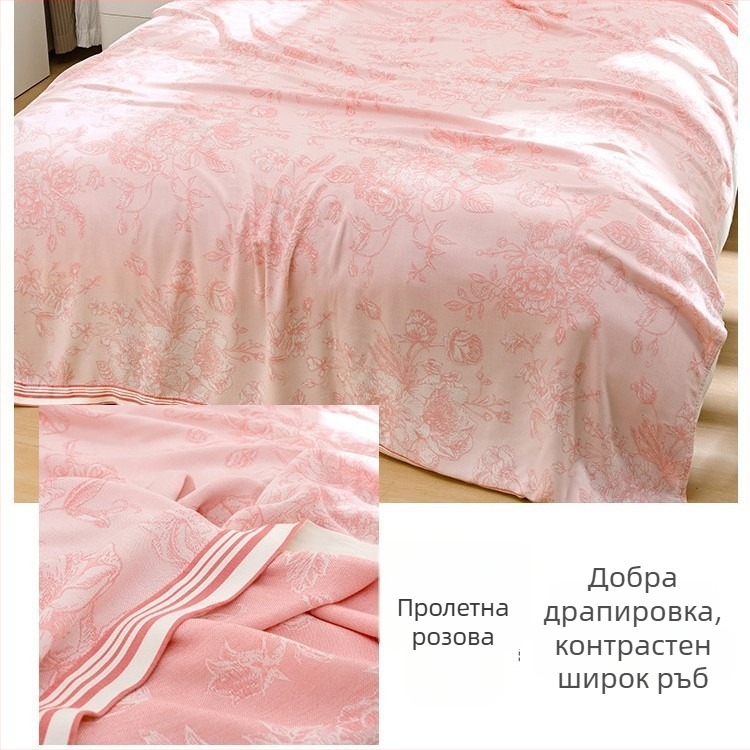 Одеяло от бамбукови влакна – охлаждащо усещане Ice Silk, през всички сезони, цветен флорален принт, модерен минималистичен стил, тегло 800-999 г