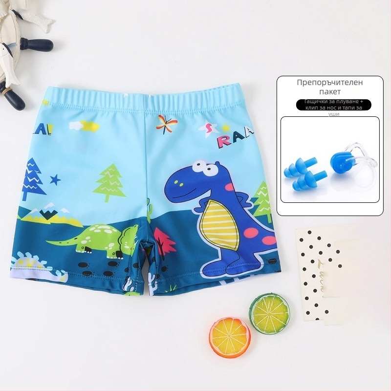 Детски плувни шорти с принт карикатура, дишащи и бързосъхнещи; полиестер 88% със подплата 12%