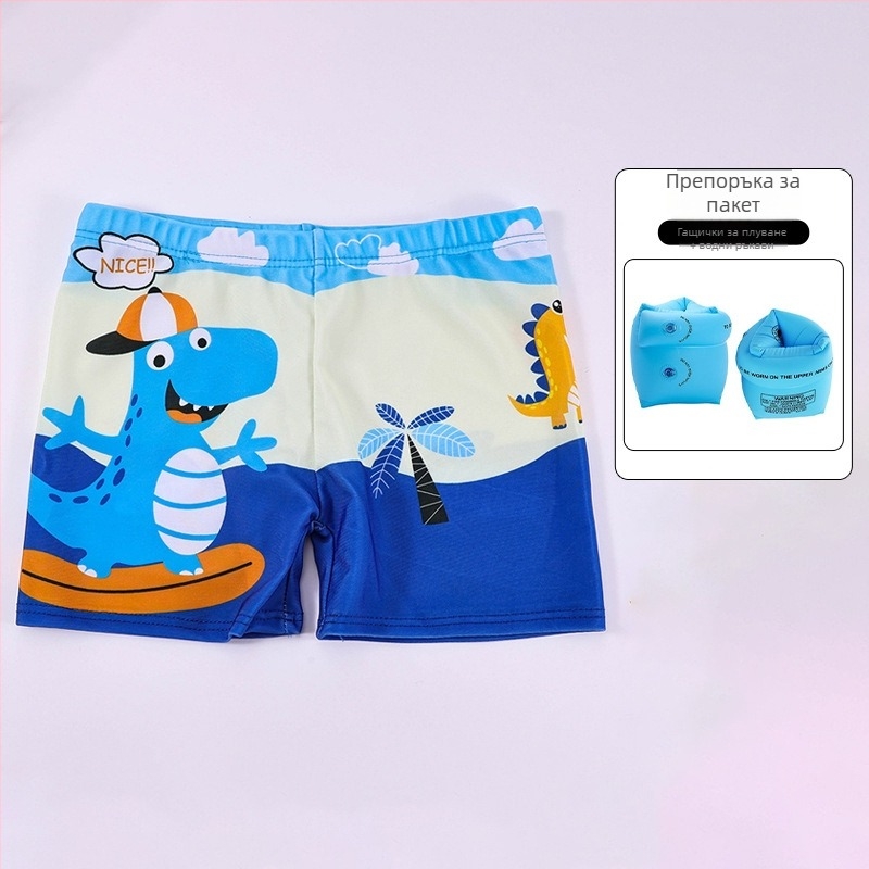 Детски плувни шорти с принт карикатура, дишащи и бързосъхнещи; полиестер 88% със подплата 12%