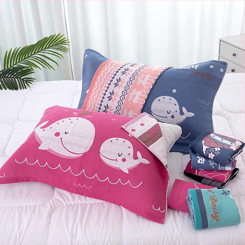 Четирислоен марлен възглавничен кърпич с джакардов принт | меко усещане | персонализирано отпечатване на лого | подходящ за всички