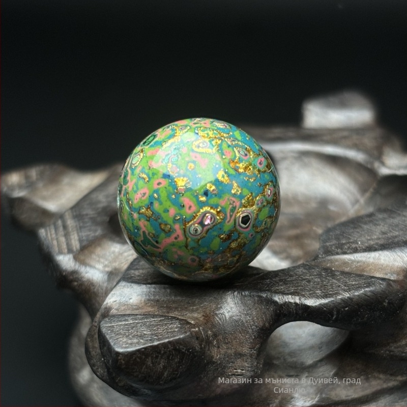 Дървена гривна в китайски стил, ръчна изработка, мъниста Буда с перламутрово инкрустиране