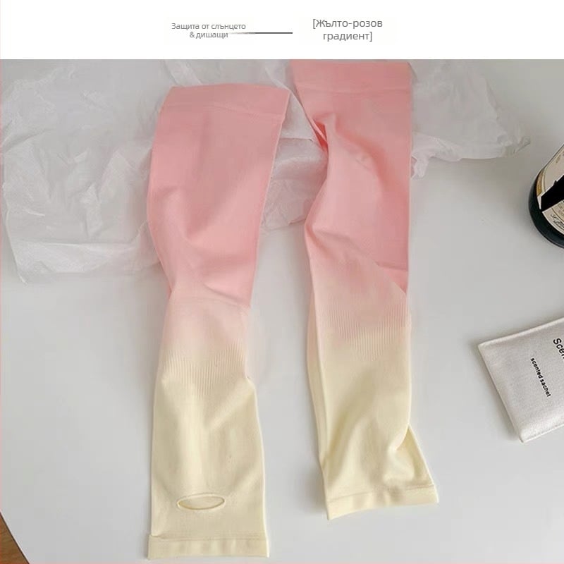 Градиентни UV-защитни ръкави, охлаждаща ice silk материя, нейлон 81-95% съдържание, за открито лятно колоездене и шофиране