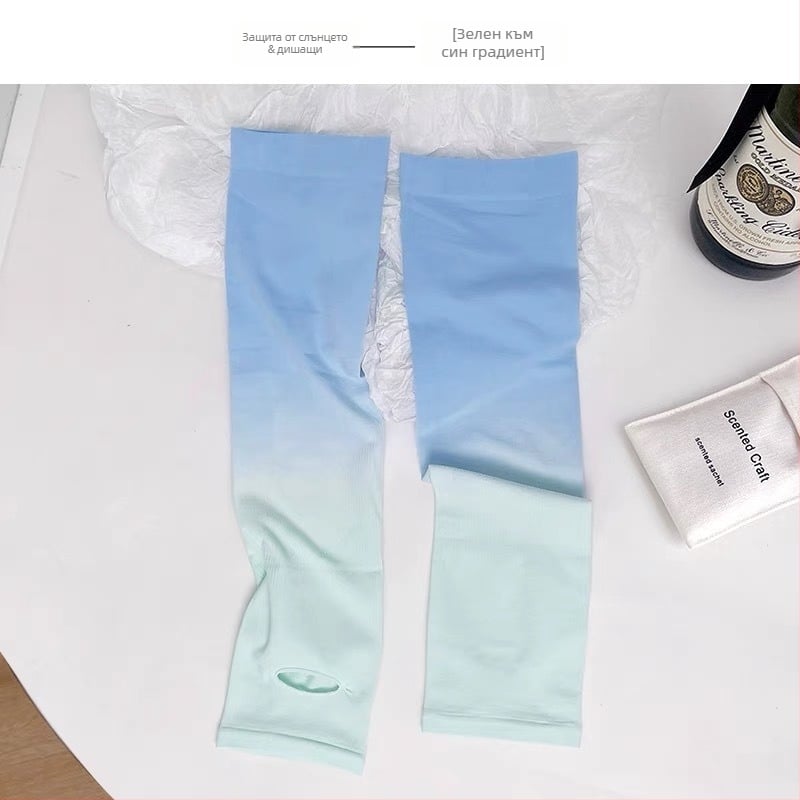 Градиентни UV-защитни ръкави, охлаждаща ice silk материя, нейлон 81-95% съдържание, за открито лятно колоездене и шофиране