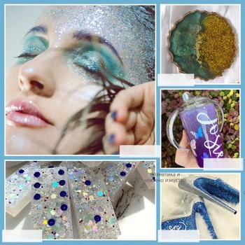 Ноктени пайети с PET материал, модел звездно небе, корейски стил блясък