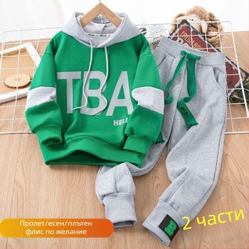 Детски двучастен костюм с дълги ръкави (плетена материя, зайчия козина 91–95%, пролет 2025)