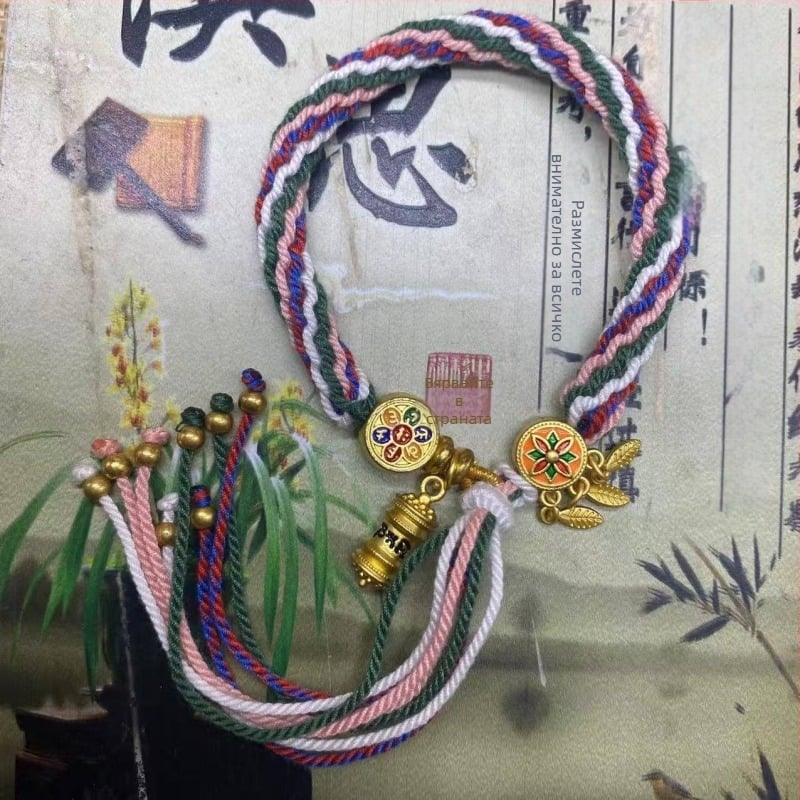 Гривна, ръчно тъкана от въже, етно стил, унисекс (Материал: въже; Обработка: тъкане; Пролет 2025; Марка: Dream cherish)