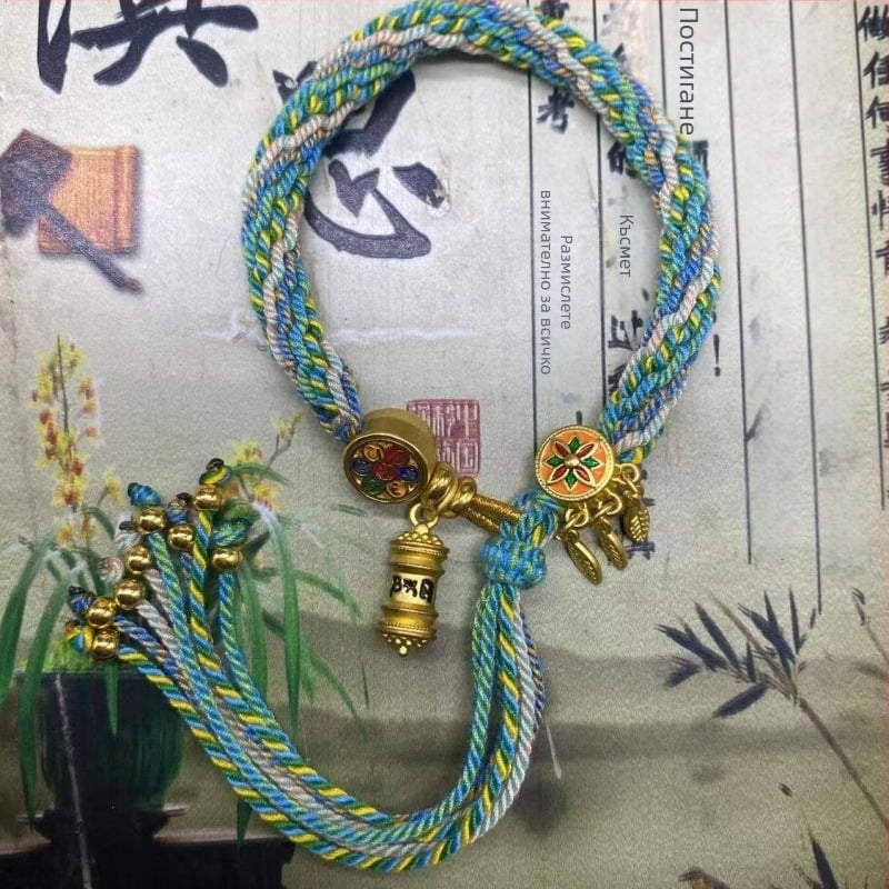 Гривна, ръчно тъкана от въже, етно стил, унисекс (Материал: въже; Обработка: тъкане; Пролет 2025; Марка: Dream cherish)