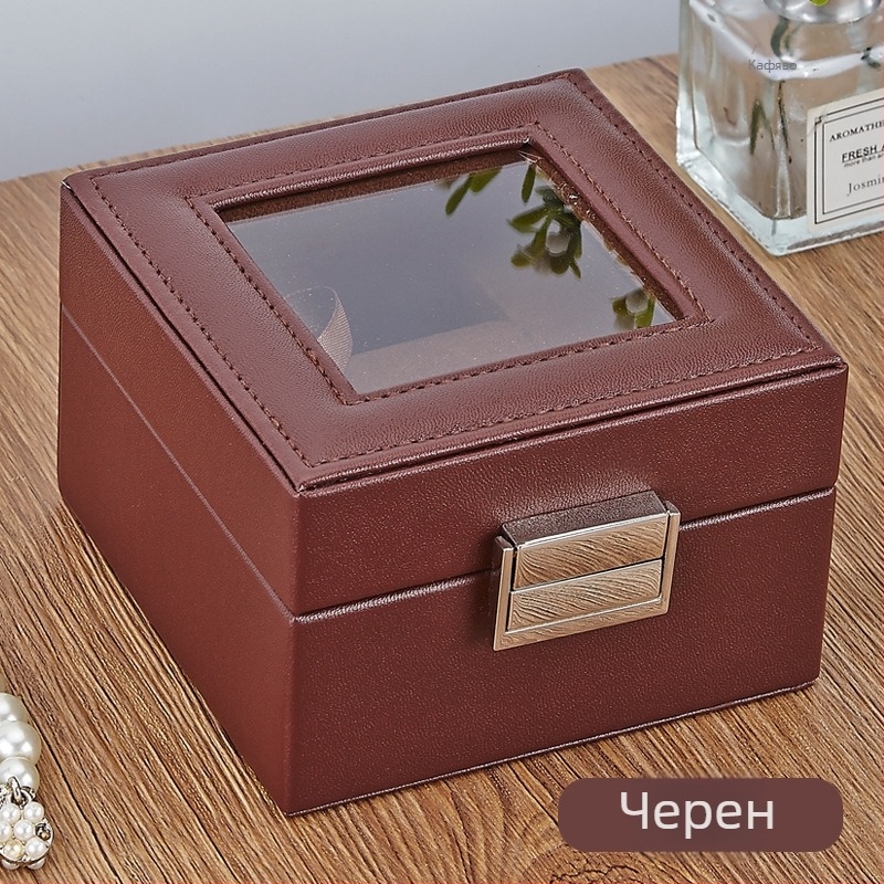 Кожена кутия за часовници с 1 отделение и прозрачен капак за показване на един часовник, за домашна употреба, тегло 246 г