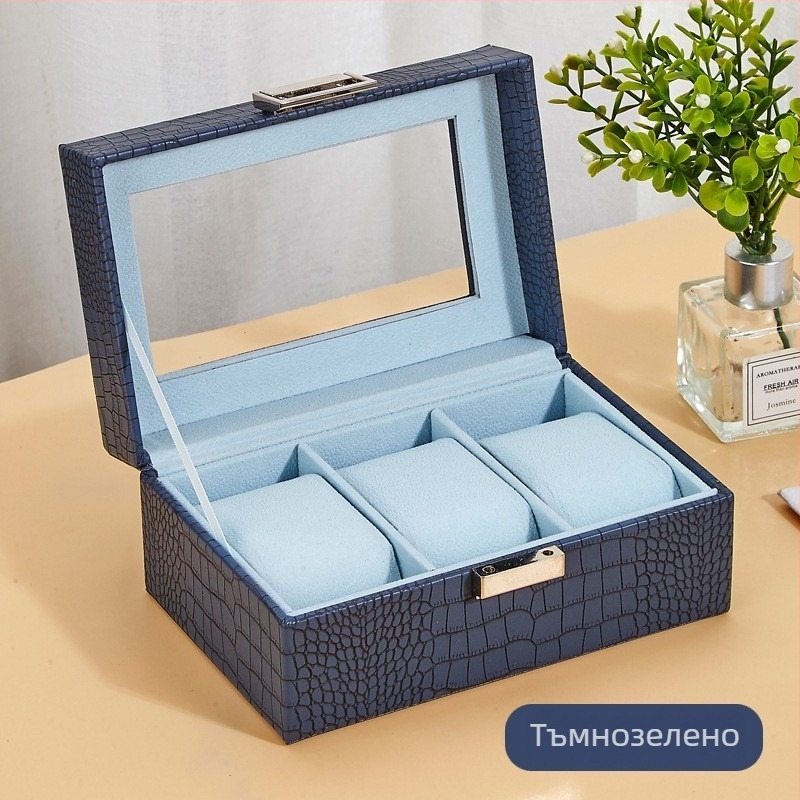 Кожена кутия за часовници с 1 отделение и прозрачен капак за показване на един часовник, за домашна употреба, тегло 246 г