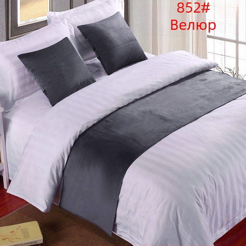 SHAOYU велурен хотелски комплект за декорация на края на леглото - полиестерно влакно, еднотонен модел, стил хотел, квалифициран продукт