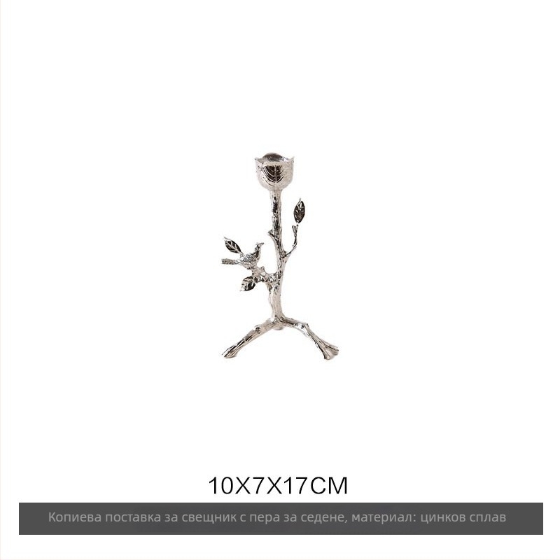 Свещник с дизайн на птичи клон, подложка за бижута и рамка за снимки — цинкова сплав, стил лек лукс