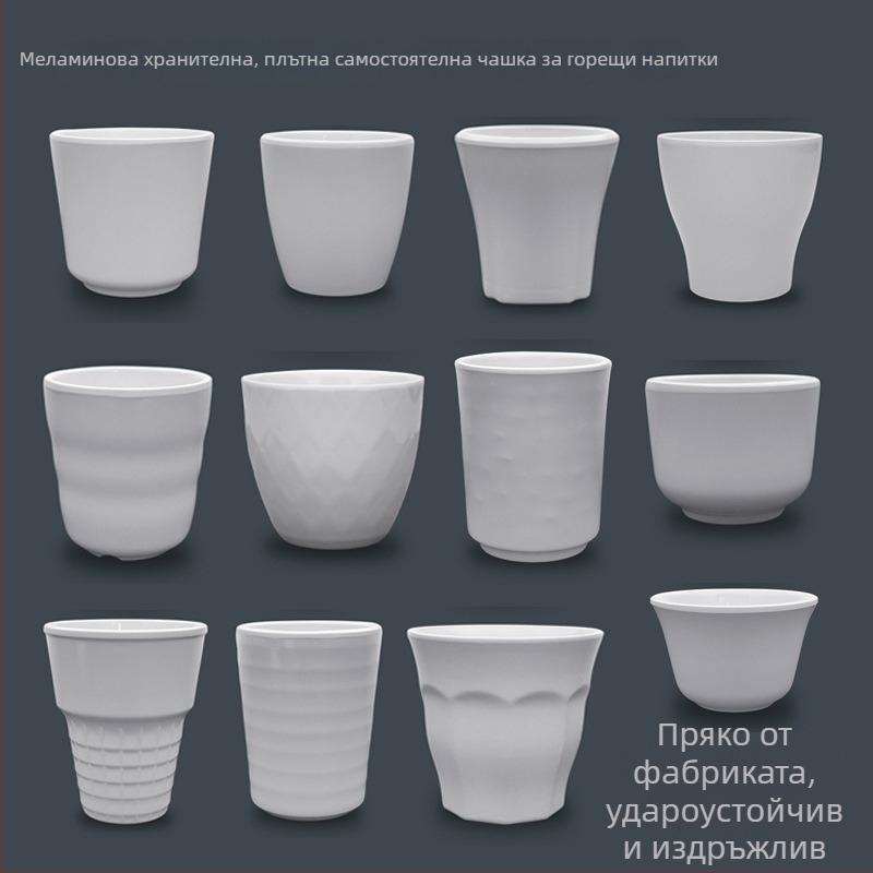 Чаша от меламин с имитация на порцелан, изолационна, цилиндрична, еднослойна, персонализирана