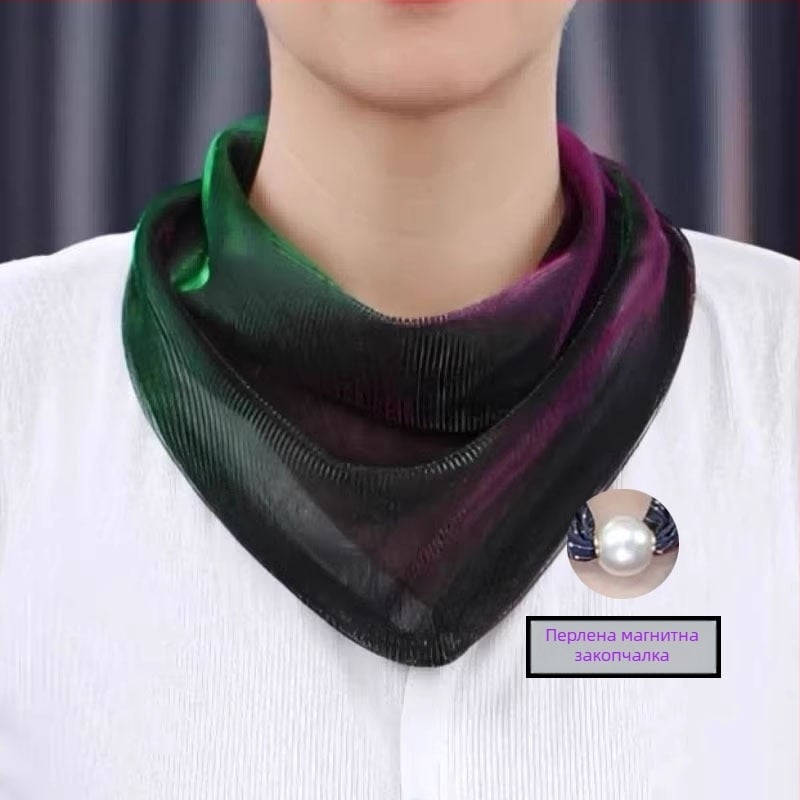 Полиестерен триъгълен шал, съдържа над 96% полиестер, плоско тъкане, летен релиз 2025, стил ниша