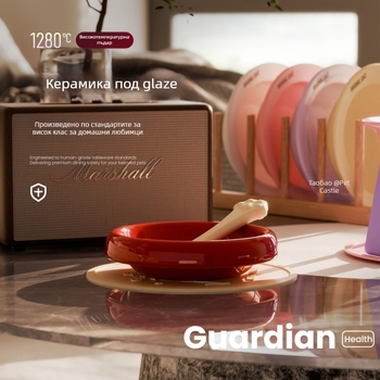 Керамична котешка купа със стойка и предпазител за шията, плитък отвор