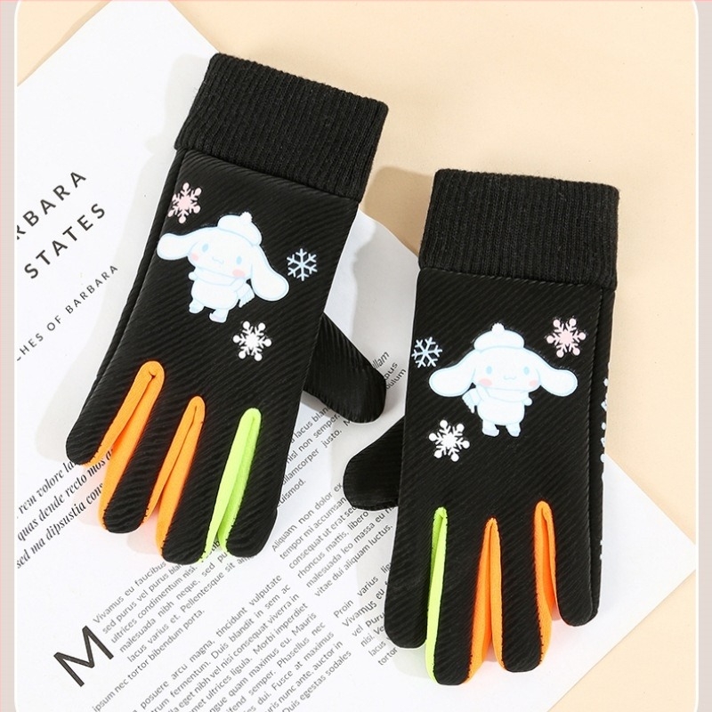 Детски топли ръкавици за открити спортове и колоездене – полиестерно влакно, държат топло, карикатурен мотив, за деца на възраст 6–10 години, зима и есен