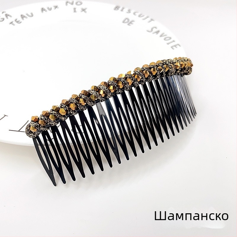 Кристална фиба за коса с розов кварц, геометрична форма, корейски стил, плетена обработка