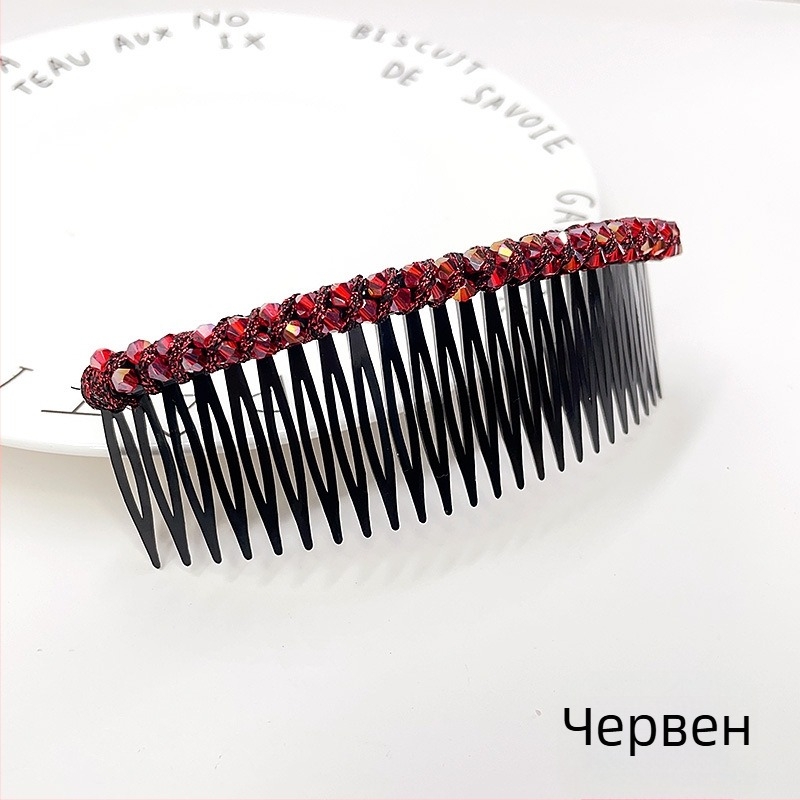 Кристална фиба за коса с розов кварц, геометрична форма, корейски стил, плетена обработка