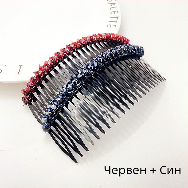 Кристална фиба за коса с розов кварц, геометрична форма, корейски стил, плетена обработка