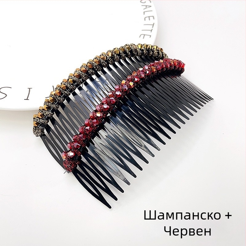 Кристална фиба за коса с розов кварц, геометрична форма, корейски стил, плетена обработка