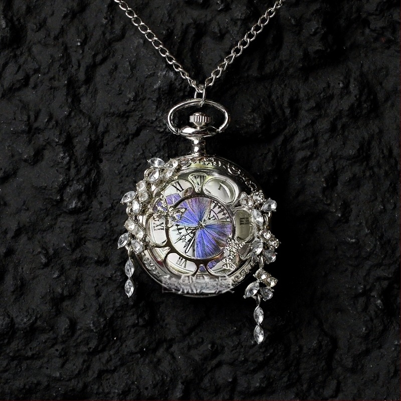 Пеперуден джобен часовник с подвижен реален пеперуден екземпляр, подходящ подарък за момичета и приятелки (водоустойчивост 35 м; електронен механизъм; силиконов корпус; кръгъл циферблат; ABS стъкло)