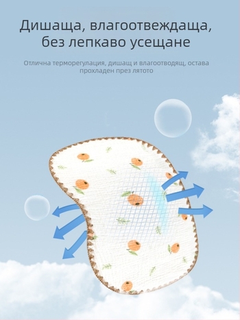 Бебешки облачен възглавник, чист памук, корейски стил, за новородени (0–12 месеца)