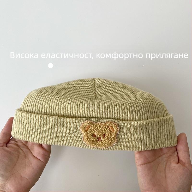 Бебешка плетена шапка с куполна корона, ръб eaves, слънцезащита, за 6–12 месеца, жакард INS wind стил