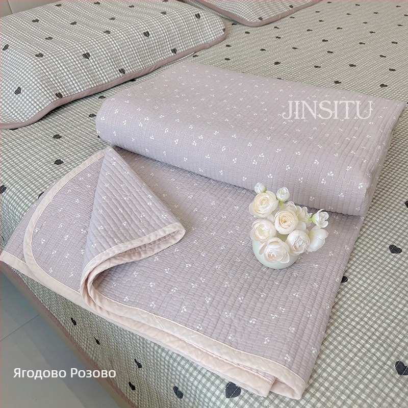 Комплект покривала за легло от три части, 100% памук, шарка на райета, тъкана твил, реактивен печат, подходящ за всички сезони