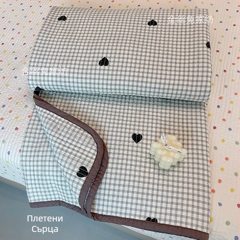 Комплект покривала за легло от три части, 100% памук, шарка на райета, тъкана твил, реактивен печат, подходящ за всички сезони