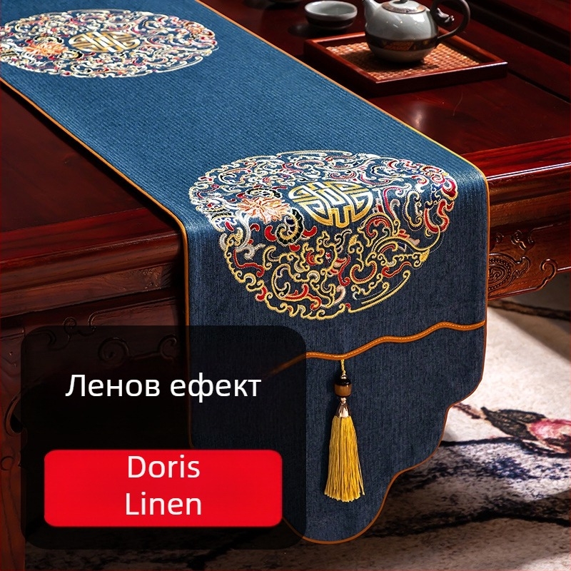 Флаг за маса от тъкан, мотиви растения и цветя, в нов китайски стил