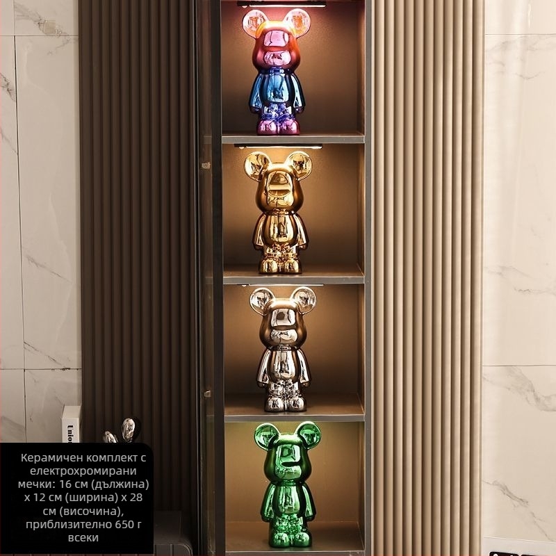 Декоративни керамични мечки фигури с електроплакиране, стил лайт лукс за модерен дом, персонализируеми