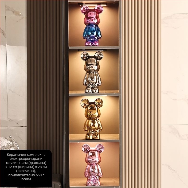Декоративни керамични мечки фигури с електроплакиране, стил лайт лукс за модерен дом, персонализируеми