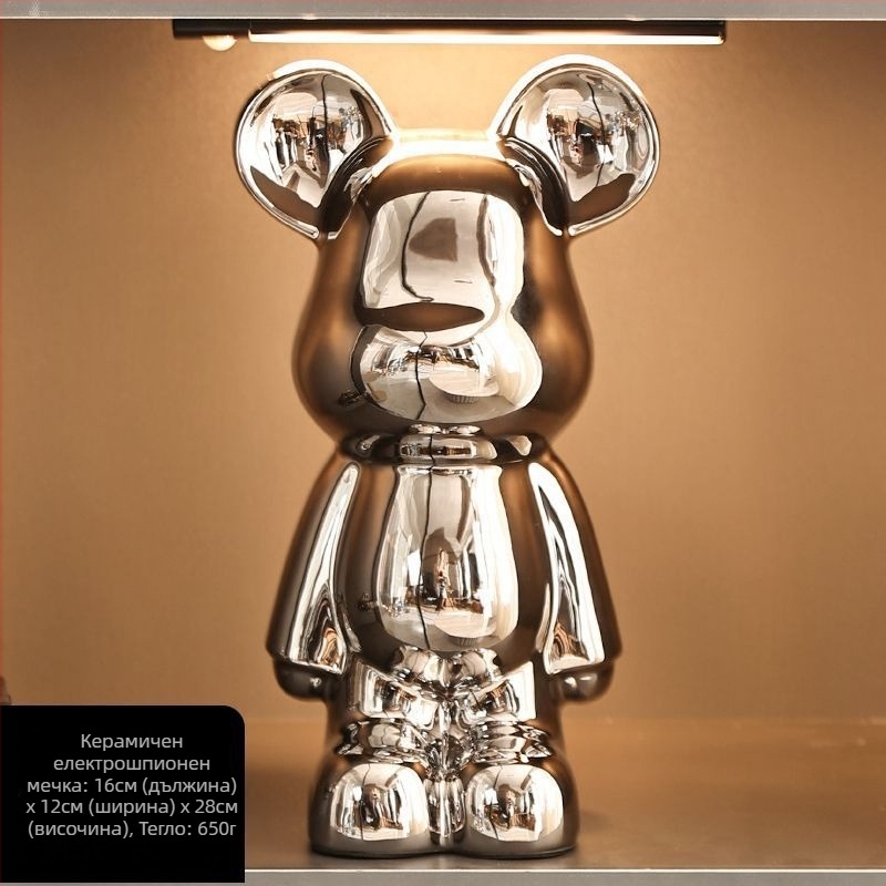 Декоративни керамични мечки фигури с електроплакиране, стил лайт лукс за модерен дом, персонализируеми