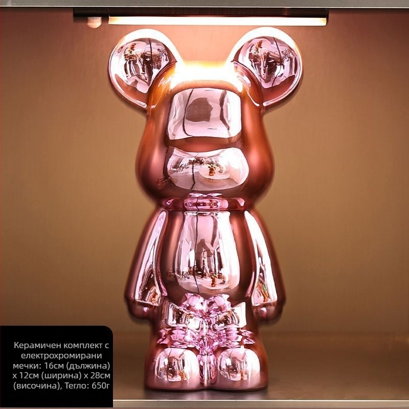 Декоративни керамични мечки фигури с електроплакиране, стил лайт лукс за модерен дом, персонализируеми